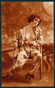 French 1920s Risque Lovely Art Deco FASHION Plate Pajamas Smoking CIGARETTE - Picture 1 of 1