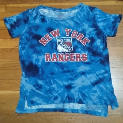 Women's Majestic Threads New York Rangers Blue Tie-Dye Stretchy T-Shirt Large  - Image 1 of 4