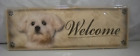 Bichon Frise Dog Welcome Hanging Wall Sign 12" x 4" Jute Sting Hanger
