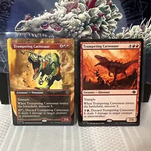 Trumpeting Carnosaur Borderless NON Foil Lost Caverns Of Ixalan MTG Plus Bonus - Picture 1 of 2