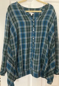 JJill Green Plaid Tunic Top-2x - Picture 1 of 5
