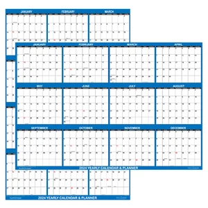 24x36 SwiftGlimpse 2024 Large Wall Calendar, Paper Folded, Yearly Planner - NAVY - Picture 1 of 4
