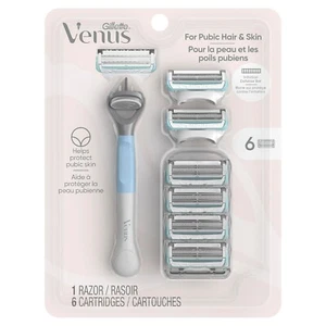 Gillette Venus für Schamhaar und Haut, Damenrasierer Griff + 6 Klingen Nachfüllpackungen - Bild 1 von 5