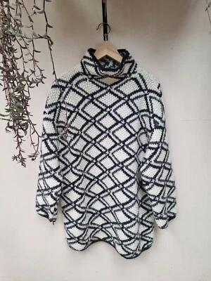 Винтажный FARHI ручной вязки коренастый Y2K теплый шерсти джемпер/платье 14/16 - Изображение 1 из 4