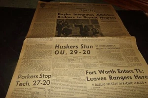 Vintage Dallas Paper Baylor Intergrates Athletics Sports Mourn John Kennedy 1963 - Foto 1 di 5