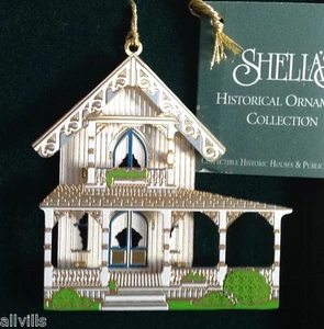 WHITE COTTAGE # OR017 OAK BLUFF MA 1996 Shelia's 3D Historical Ornament - Bild 1 von 2