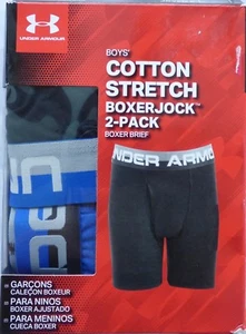Under Armour Boys YSM  BoxerJock Underwear Cotton Stretch Boxer Brief 2 Pack  - Picture 1 of 3