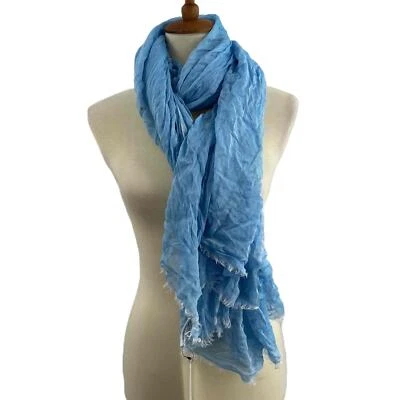 Calvin Klein Light Blue Crinkled Lightweight Rectangular Scarf Womens New - Image 1 of 4