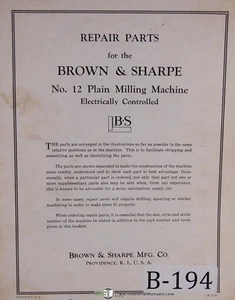 Brown & Sharpe 12 Einfachfräsmaschine Teile manuell elektrisch gesteuert - Bild 1 von 2