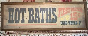 "Hot Baths"Â  Funny Sign Bathroom Humor Framed 7" x 13"Â  Wooden
