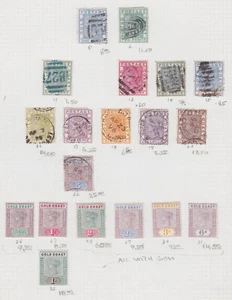 1876-1902 GOLD COAST LOT MINT H , USED QUEEN VICTORIA ON PAGE SCT.5-32 SG.5-31 - Picture 1 of 1