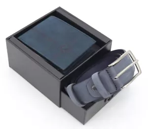 Set Uomo Roncato Portafoglio + Cintura Vera Pelle Monete Banconote Carte Blu 120 - Imagen 1 de 1