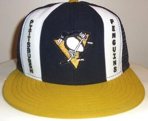 SOMBRERO GORRA DE COLECCIÓN DE LOS AÑOS 80 PITTSBURGH PENGUINS NHL MALLA CAMIONERO AJD SNAPBACK ¡BONITO! - Imagen 1 de 2