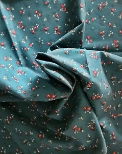 Blau türkis STOFF rosa weiß Blumenmuster Baumwolle 1 Yard × 36" breit NEU - Bild 1 von 4