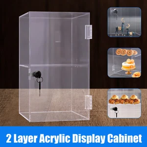 2-layers Transparent Countertop Display Storage Cabinet Acrylic Product Display - Picture 1 of 12