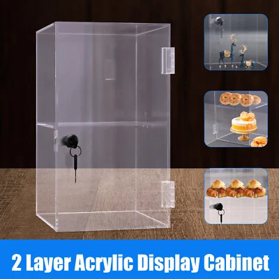 2-layers Transparent Countertop Display Storage Cabinet Acrylic Product Display - Image 1 of 4