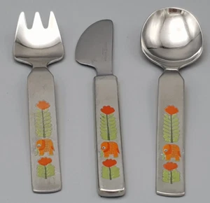 PRINZ Solingen KINDERBESTECK 3tlg Messer Gabel Löffel ELEFANTEN rot gebraucht - Bild 1 von 7