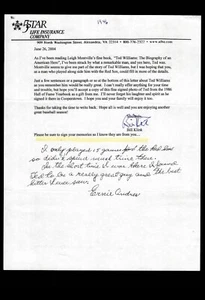 FAN LETTER RESPONSE- ERNIE ANDRES, RED SOX: TED WILLIAMS MEMORIES, BAS CERTIFIED - Picture 1 of 2