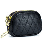 Black Womens Leather Small Wallet Mini Clutch Coin Purse Money Bag with Keychain