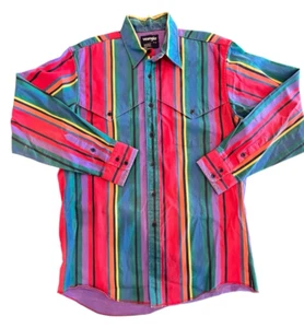 Wrangler Brushpopper Vintage Cape Knopf Hemd Herren Gr. 16-34 Gr. Large Streifen - Bild 1 von 7
