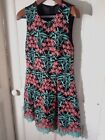 Forever 21 Black Dress With Coral And Aqua Machine Embroidere Flowers