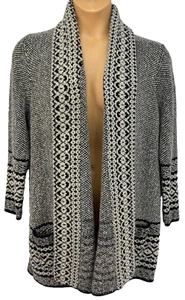 LUCKY BRAND offene Tunika Pullover/Mantel 2x creme/grau/schwarz Taschen Schalkragen - Bild 1 von 13