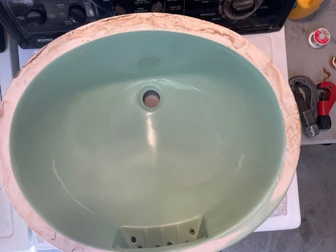 Vintage 1955 Crane Oval Sink Pale Jade MCM Cover