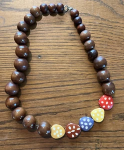Large Wooden graduated bead Necklace Colorful chunky statement piece - Picture 1 of 8