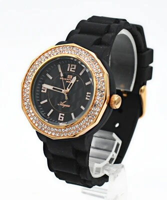 RELOJ PULSERA MUJER OCEANAUT AQUA CRISTAL TONO DORADO BISEL SILICONA NEGRO Foto 1 de 4