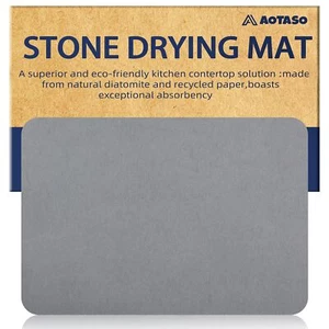 12x16 Inch Stone Drying Mat For Kitchen Counter Gray Super Absorbent Dish Drying - Picture 1 of 6