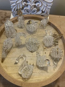 11 Vintage gesponnene Glas Weihnachten hängende Ornament Lot Engel, Glocke, Bäume, Kerze - Bild 1 von 10