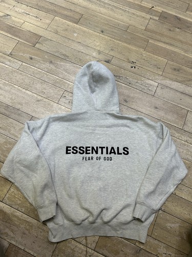 FEAR OF GOD Taglia XS Felpa con cappuccio Fog Essentials Paura di Dio Grigio chiaro erica