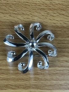 Broche Floral Roget Vintage Tono Plata Estrella Flor Firmado - Imagen 1 de 11