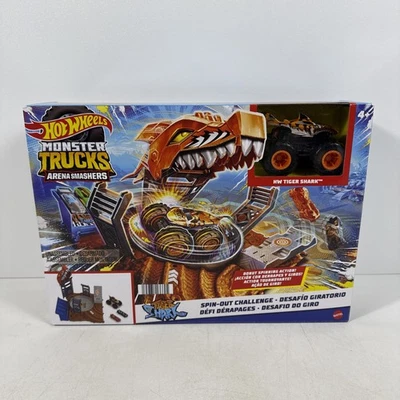 Hot Wheels Monster Trucks Arena Smashers Tiger Shark Spin-Out Challenge Playset - Image 1 of 4