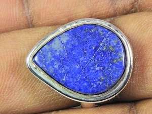 Natural Lapis Lazuli 925 Solid Sterling Silver Ring Size US-8 h846 - Picture 1 of 10