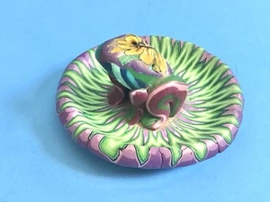 Porta incenso rana fatto a mano vintage verde viola giallo argilla polimerica - Foto 1 di 6