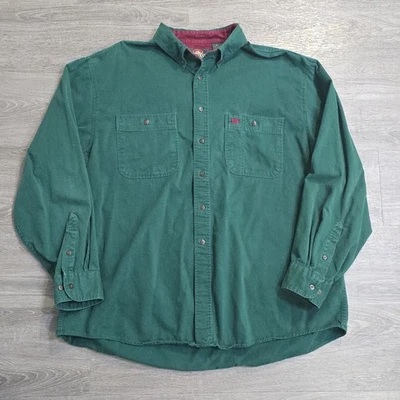 Vtg 90s Greatland Apparel Shirt Faded Green Cotton Button Up Pockets Men's Sz XL - Image 1 of 4