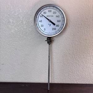 6" Stem 5" Face Weston Model 4513 Thermometer Gauge 0/200 FAHRENHEIT - Picture 1 of 8
