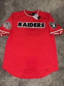 PRO STANDARD Oakland Raiders Camicia Patch Ricamata Uomo Tg L Rossa Nuova Rara - Foto 1 di 8