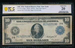 AC Fr 911a 1914 $10 New York FRN PCGS 20 - Picture 1 of 2