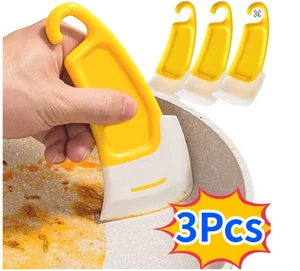 3Pcs Cleaning Spatula Kitchen Scraper Soft Blade Scraper Brush Dirty Pan Pot Dis - Picture 1 of 1