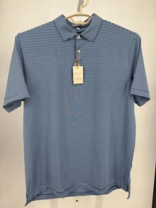 Peter Millar Hales Performance Jersey Polo Shirt Blue Navy Striped Minimalist - Picture 1 of 6