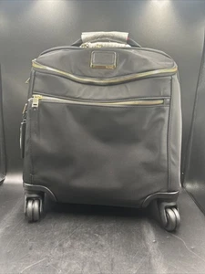 *READ* Tumi Voyageur Oxford Compact Carry-On 4 Wheel Carry-On Case -BLACK w/GOLD - Picture 1 of 13