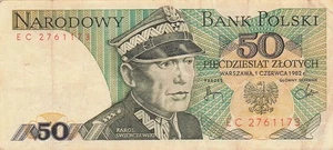 Polonia 50 Zlotych 1.6.1982 Serie E C Banconota Circolata HJ - Foto 1 di 2