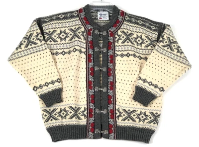 Cárdigan de lana Voss vintage para mujer 42 mediano marfil broches de peltre suéter Noruega Foto 1 de 4