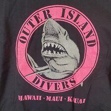VTG 90s Outer Island Divers Hawaii T Shirt L Maui Kauai Great White Shark NWOT