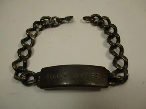Original WW2 Solider ID Bracelet Dog Tag Sterling Silver 8" 36g Vintage Antique - Picture 1 of 10