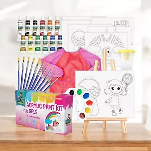 Kids Painting Set for Girls, Art Supplies Kit with Pre Drawn Canvases and More - Picture 1 of 2