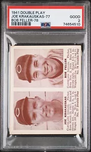 1941 Double Play BOB FELLER Krakauskas #77 #78 PSA 2 NEW LABEL VINTAGE BASEBALL - Picture 1 of 2
