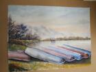 Aquarell Boote am See sign. Hans 1992 Knstler Nachlass (0519-382)
